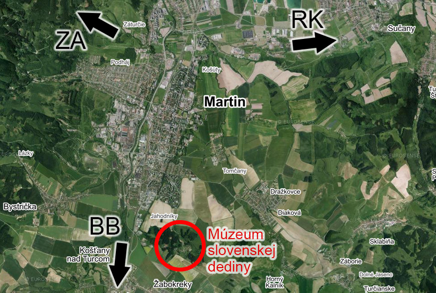 Muzeum slovenskej dediny Martin skanzen mapa1